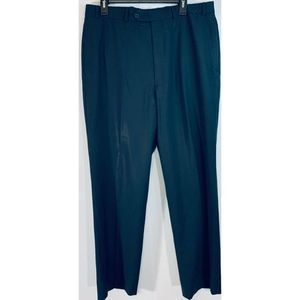 Brooks Brother Mens Striped Wool Blend Black Dress Pants Size 36L Flat Front